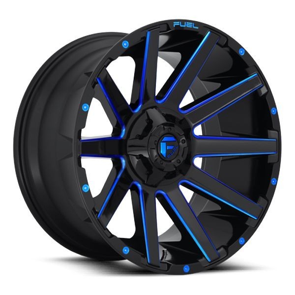 Fuel Offroad Wheels Contra D644 Gloss Black Milled w/ Blue Accents 20x10 -18mm Offset 8x180