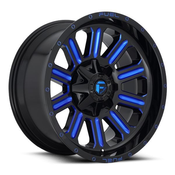 Fuel Offroad Wheels Hardline D646 Gloss Black Milled w/ Blue Accents 20x10 -18mm Offset 5x114.3 (5x4.5),5x127 (5x5)