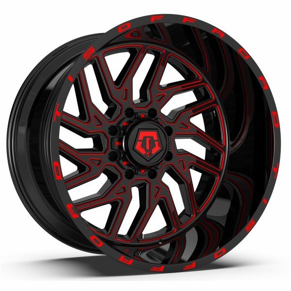 TIS Wheels 544BMR Gloss Black w/ Red Tinted Accents 8x165.1 (8x6.5) -44mm