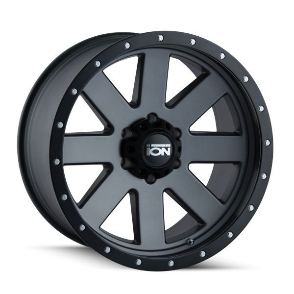 ION Alloy Wheels 134 Matte Gunmetal w/ Matte Black Lip 18x10 -19mm Offset 8x170