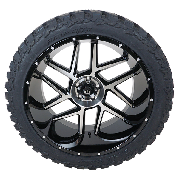 Vision 360 Sliver Gloss Black Machined AMP Attack M/T