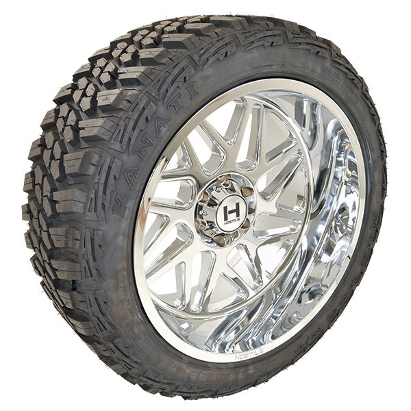 22x12 Hostile Sprocket H108 Chrome Wheels 33x12.50R22 Kanati Mud Hog