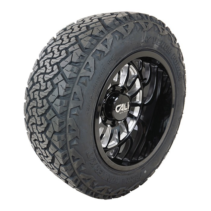 20x12 Cali Off Road Summit 9110 Gloss Black / Milled Wheels Venom Power X/T 35x12.50R20