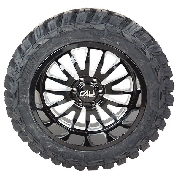 20x10 Cali Off Road Summit 9110 Gloss Black / Milled Wheels Gladiator MT 33x12.50R20