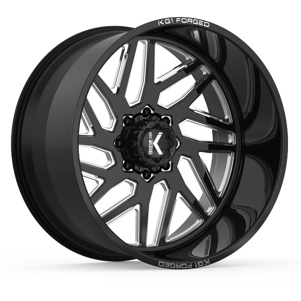 24x14 KG1 Forged Wheels KF009 Yaz Gloss Black Machined 6x135 -76mm