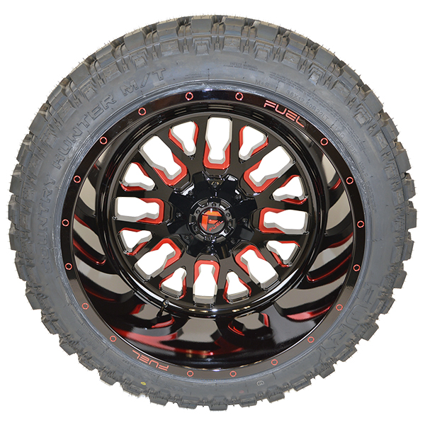 Fuel D612 Stroke Gloss Black Red Accents Fury Country Hunter M/T