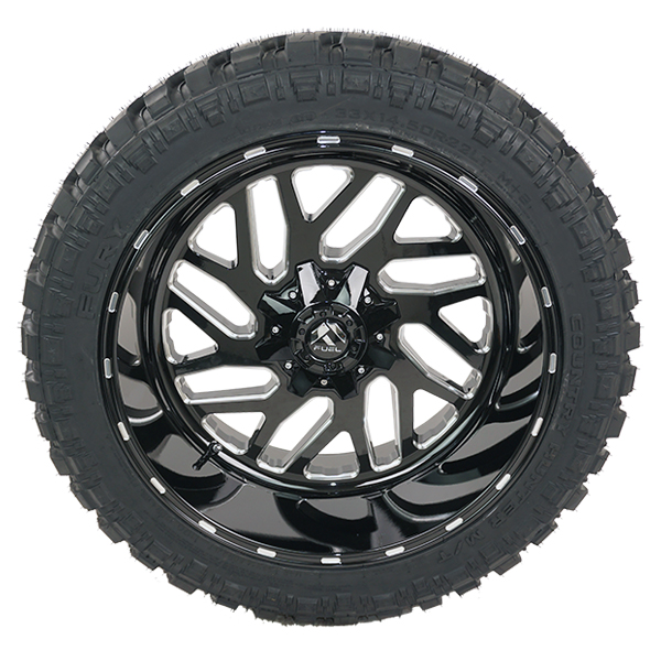 Fuel D581 Triton Gloss Black Milled Fury Country Hunter M/T