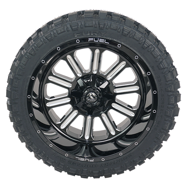 Fuel D620 Hardline Gloss Black Milled Fury Country Hunter M/T