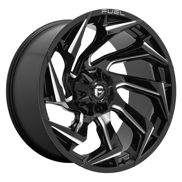 Fuel Offroad Wheels Reaction D753 Gloss Black Milled 24x12 -44mm Offset 5x127 (5x5),5x139.7 (5x5.5)