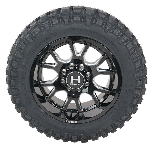 Hostile H113 Rage Gloss Black Milled Fury Country Hunter M/T