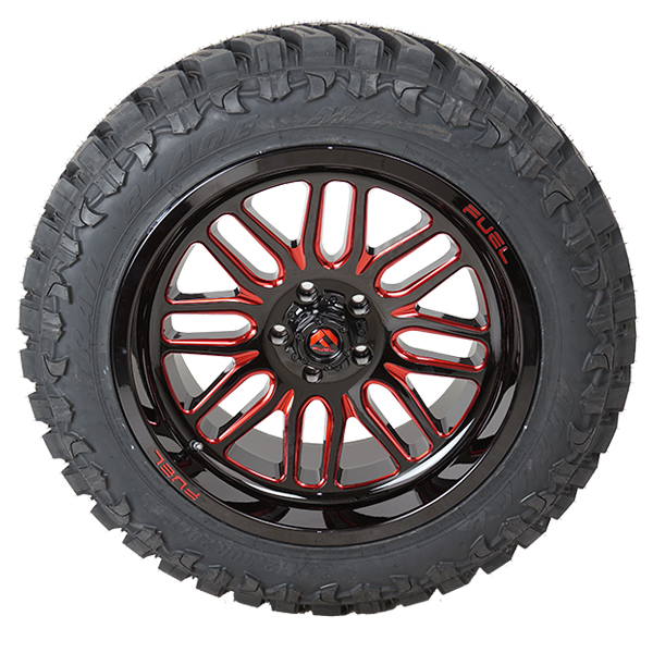 Fuel D663 Ignite Gloss Black Candy Red Atturo Trail Blade M/T