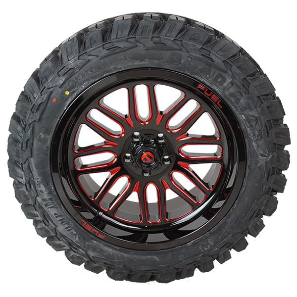 Fuel D663 Ignite Gloss Black Candy Red Gladiator Xcomp M/T