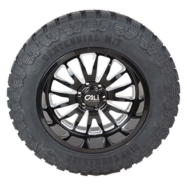 20x10 Cali Offroad 9110 Summit wheels Black/Milled 33x12.50R20 Centennial Tires Dirt Commander M/T Wheel and Tire Package
