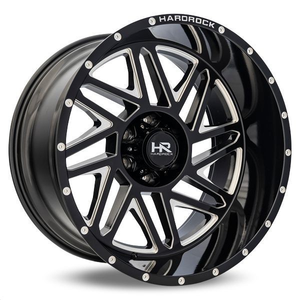 Hardrock Offroad Wheels H501 Gloss Black Milled 22x12 -44mm Offset 5x139.7 (5x5.5)