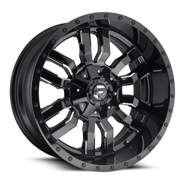 Fuel Offroad Wheels Sledge D595 Gloss Black Milled 20x10 -18mm Offset 8x165.1 (8x6.5)