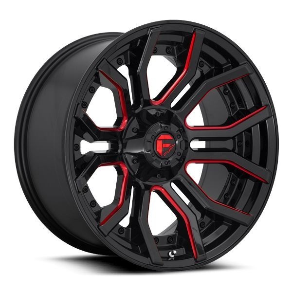 Fuel Offroad D712 Rage 22x10 Gloss Black Red Tinted Clear Wheels 
