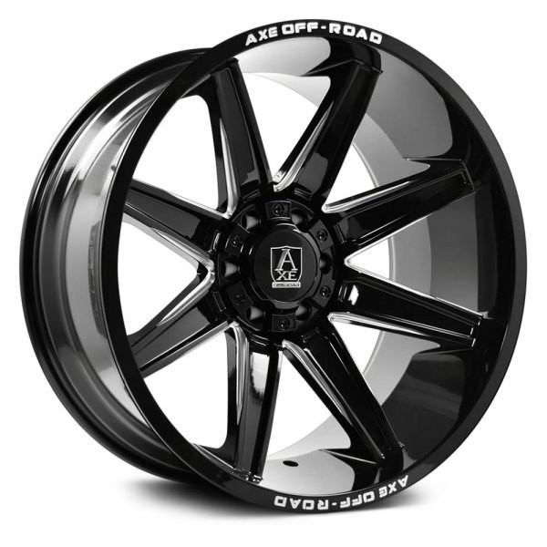 AXE Offroad Wheels Artemis Gloss Black Milled 22x10 -19mm Offset 8x170