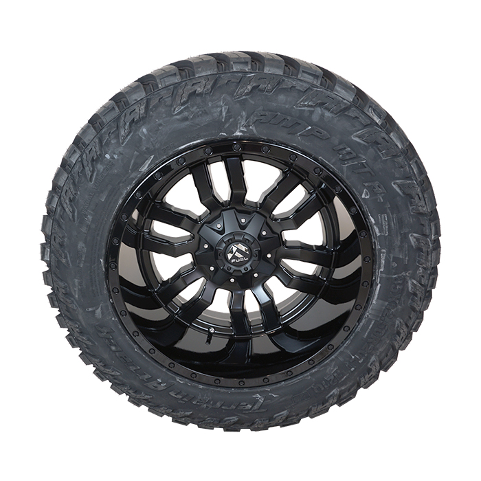 Fuel D596 Sledge Matte Black Gloss Black Lip AMP Terrain Attack M/T