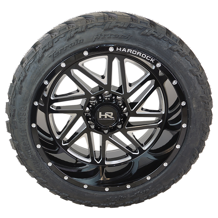 Hardrock Offroad H501 Bones Xposed Gloss Black Milled AMP Terrain Attack M/T