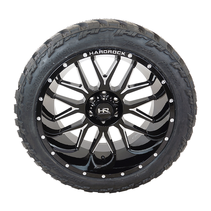 Hardrock Offroad H500 Affliction Xposed Gloss Black Milled AMP Terrain Attack M/T