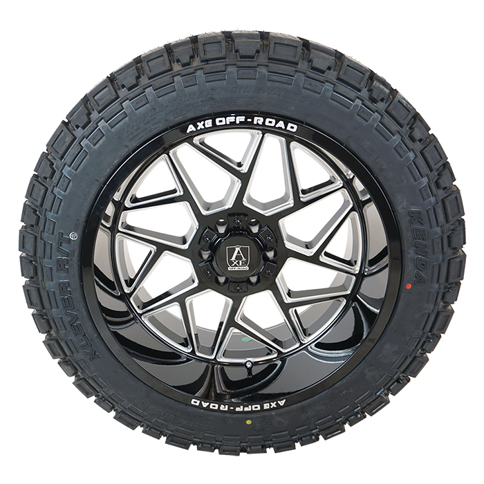 22x12 AXE Offroad Nemesis Black/Milled 33x12.50R22 Kenda Tires Klever R/T Wheel and Tire Package