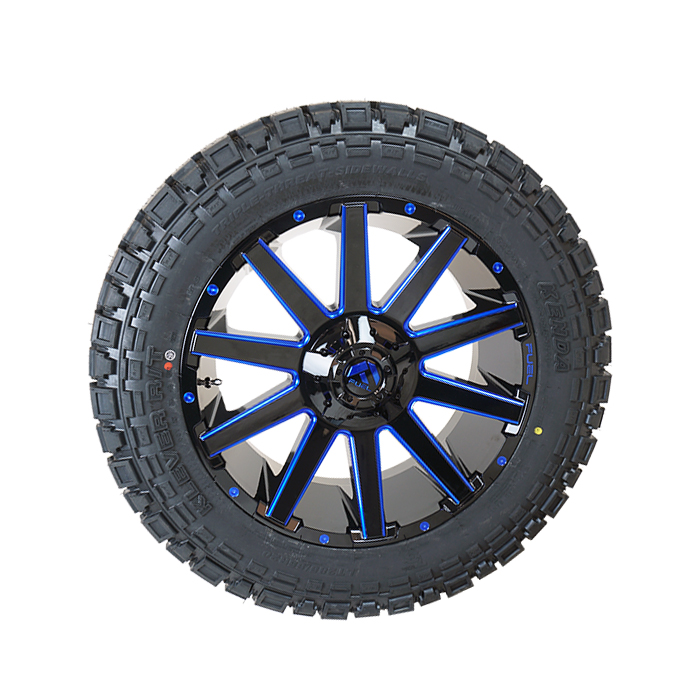 Fuel D644 Contra Gloss Black Milled Blue Kenda Klever R/T