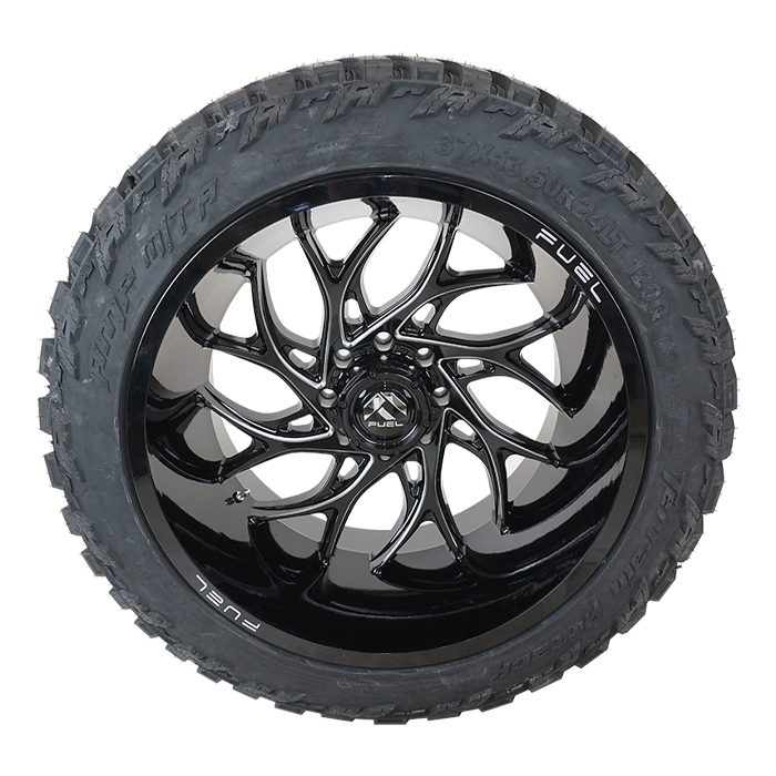 Fuel D741 Runner Gloss Black Milled AMP Terrain Attack M/T