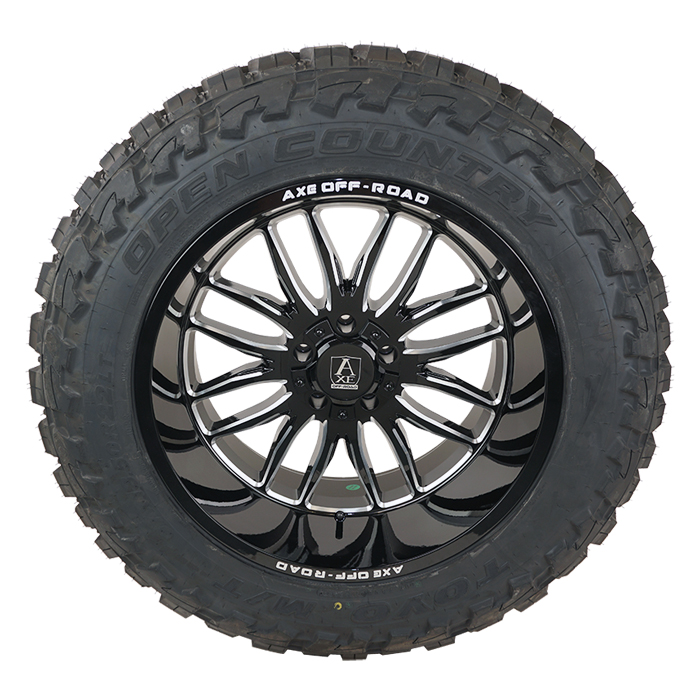 AXE Offroad Hades Gloss Black Milled Toyo Open Country M/T
