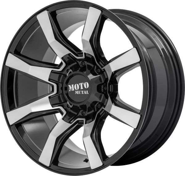 Moto Metal Wheels Spider MO804 Gloss Black Machined 20x10 12mm Offset 5x127 (5x5),5x139.7 (5x5.5)