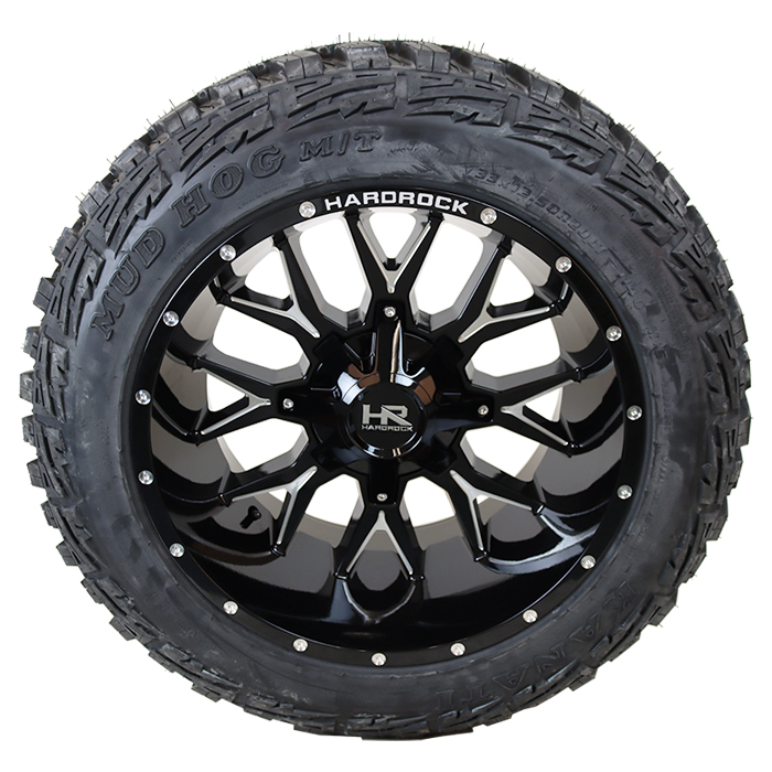 Hardrock Offroad H700 Affliction Gloss Black Milled Kanati Mud Hog MT