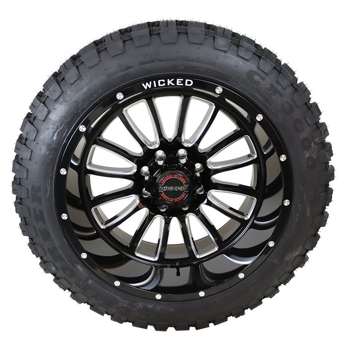 Wicked Offroad W908 Gloss Black Milled Comforser M/T
