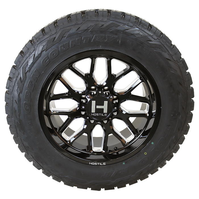 Hostile H120 Vulcan Gloss Black Milled Toyo Open Country R/T