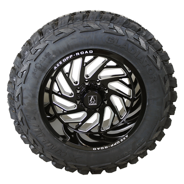 AXE Offroad Zeus Gloss Black Milled Gladiator Xcomp M/T