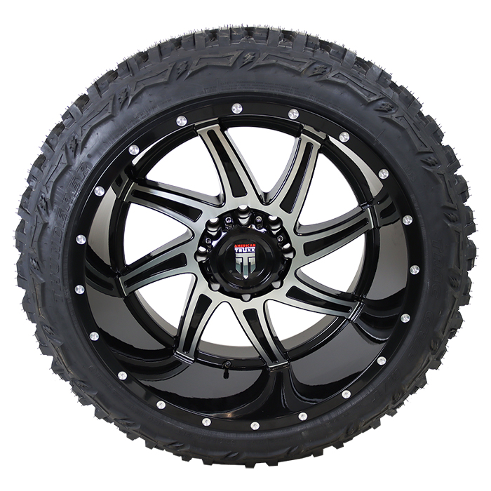 American Truxx Vortex Gloss Black Machined Thunderer Trac Grip II M/T