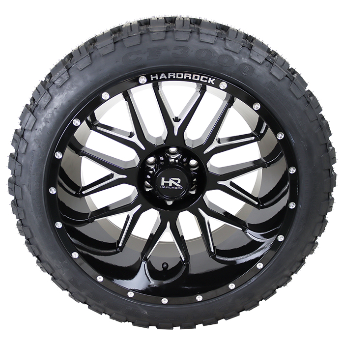 Hardrock Offroad H500 Affliction Xposed Gloss Black Milled Comforser M/T