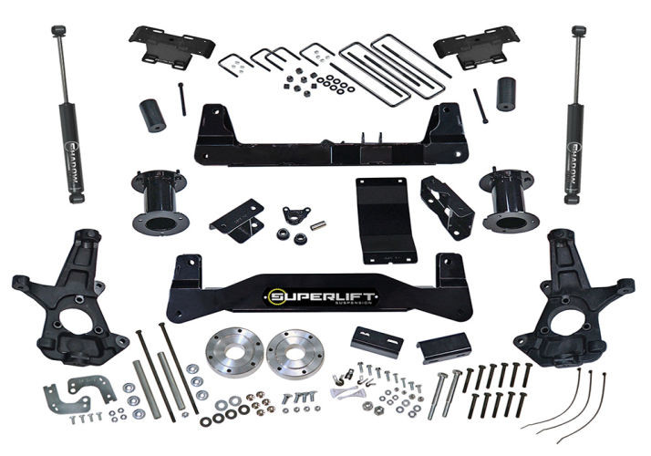 Superlift | 14-18 Chevy Silverado 1500 4WD 6.5in Lift | Kit withAlum Stamped Steel Cntrl Arms & SLF Rear Shocks