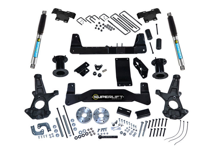 Superlift | 14-18 Chevy Silverado 1500 4WD 6.5in Lift | Kit withAlum Stamped Steel Cntrl Arms & BIL Rear Shocks