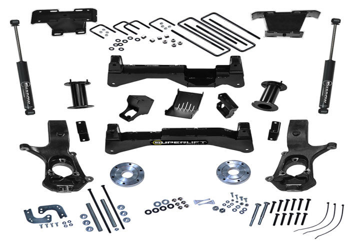 Superlift | 14-18 Chevy Silverado 4WD with Alum Stamped | Steel Control Arms 8in Lift Kit with SLF Rear Shocks