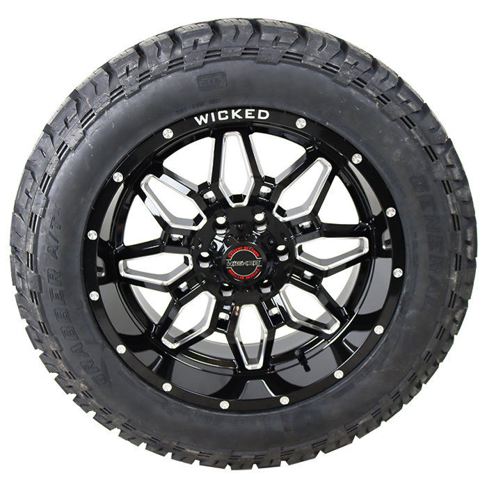 Wicked Offroad W909 Gloss Black Milled General Grabber ATX