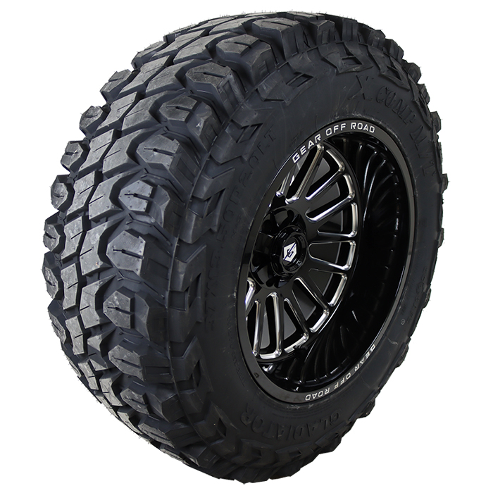 20x10 Gear Offroad 764BM Black/Milled 35x12.50R20 Gladiator Tires XComp M/T