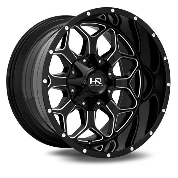 Hardrock Offroad Wheels H712 Gloss Black Milled 20x10 -19mm Offset 5x150 ,5x139.7 (5x5.5)