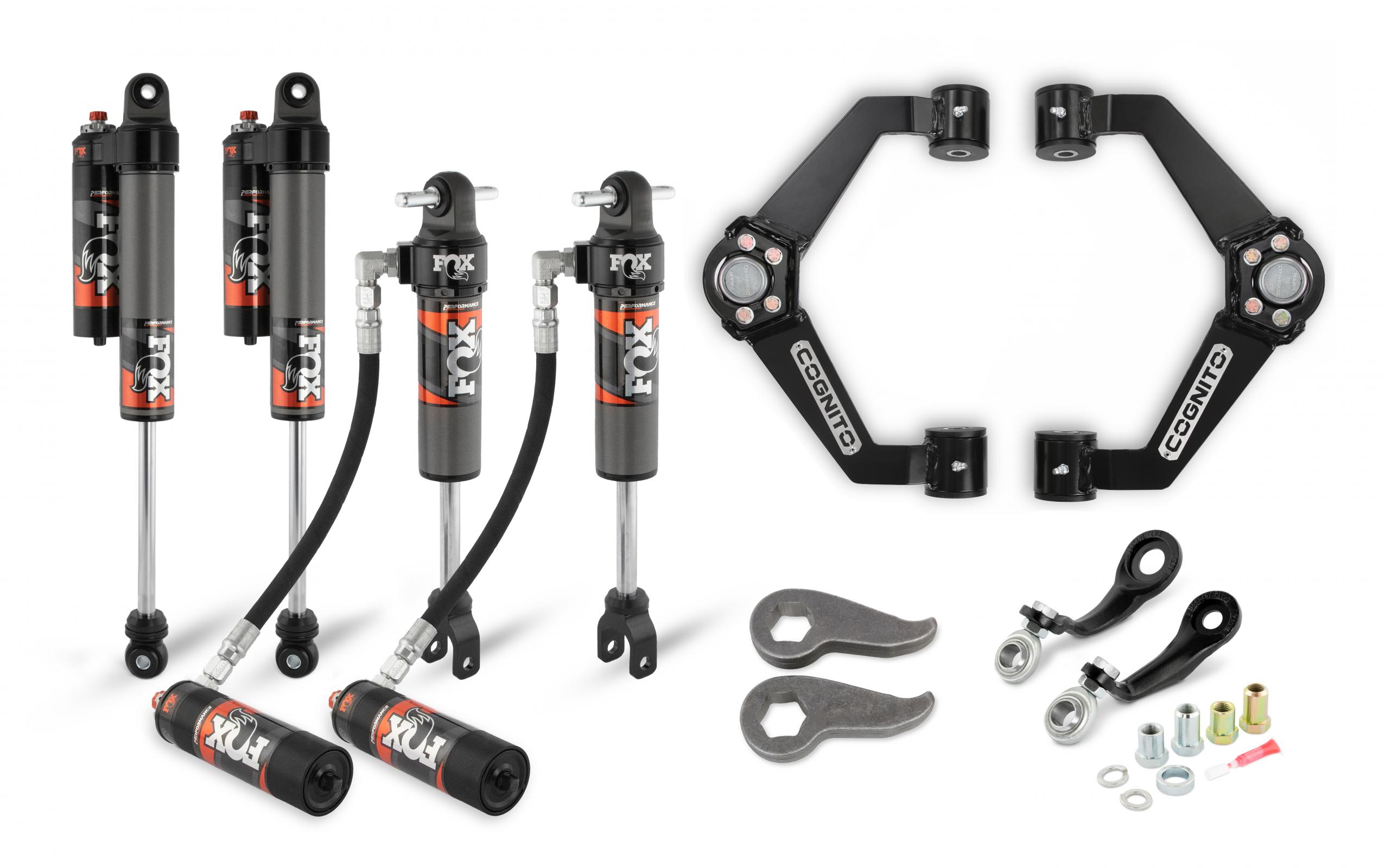 Cognito | 3-Inch Elite Leveling Kit with Fox Elite | 2.5 Reservoir Shocks for 45249 Silverado/Sierra 2500/3500 2WD/4WD