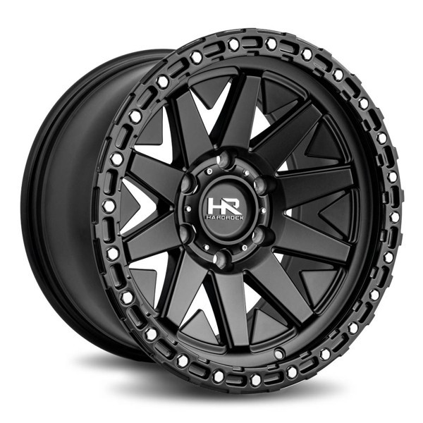 Hardrock Offroad Wheels H106 Matte Black-Black B/L 17x9 1mm Offset 5x127 (5x5) 2007-2026 Jeep Wrangler / Gladiator