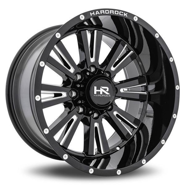 Hardrock Offroad Wheels H503 Gloss Black Milled 20x12 -44mm Offset 5x139.7 (5x5.5)
