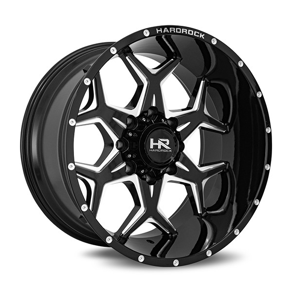 Hardrock Offroad Wheels H507 Gloss Black Milled 24x12 -51mm Offset 6x139.7 (6x5.5)
