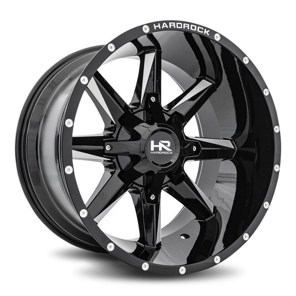 Hardrock Offroad Wheels H703 Gloss Black Milled 20x12 -44mm Offset 8x170
