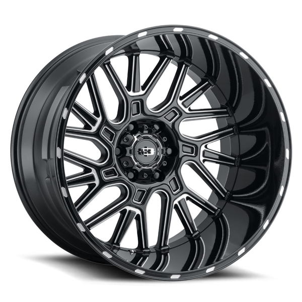 Vision Wheels Brawl 404 Gloss Black Milled 24x12 -51mm Offset 5x139.7 (5x5.5)