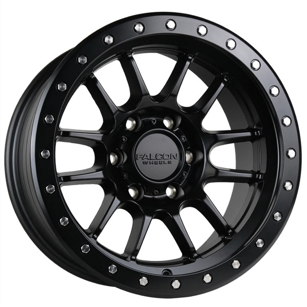 Falcon Offroad Wheels T7 Matte Black w/Black Ring 17x9 -12mm Offset 6x139.7 (6x5.5)