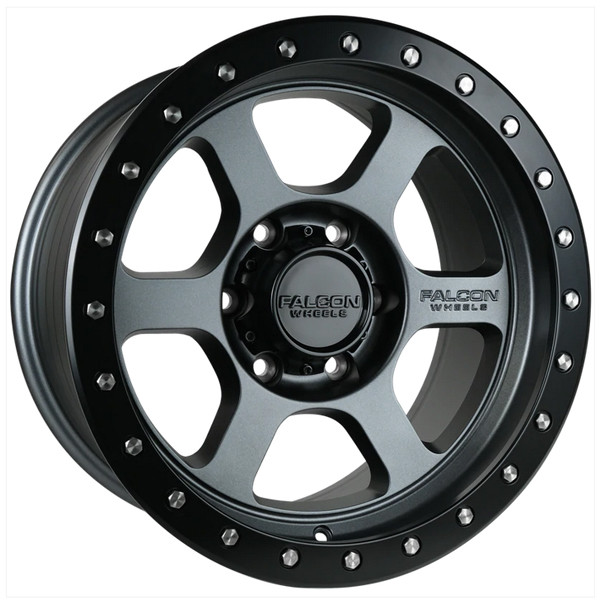 Falcon Offroad Wheels T1 Matte Gunmetal w/Black Ring 17x9 -12mm Offset 6x139.7 (6x5.5)