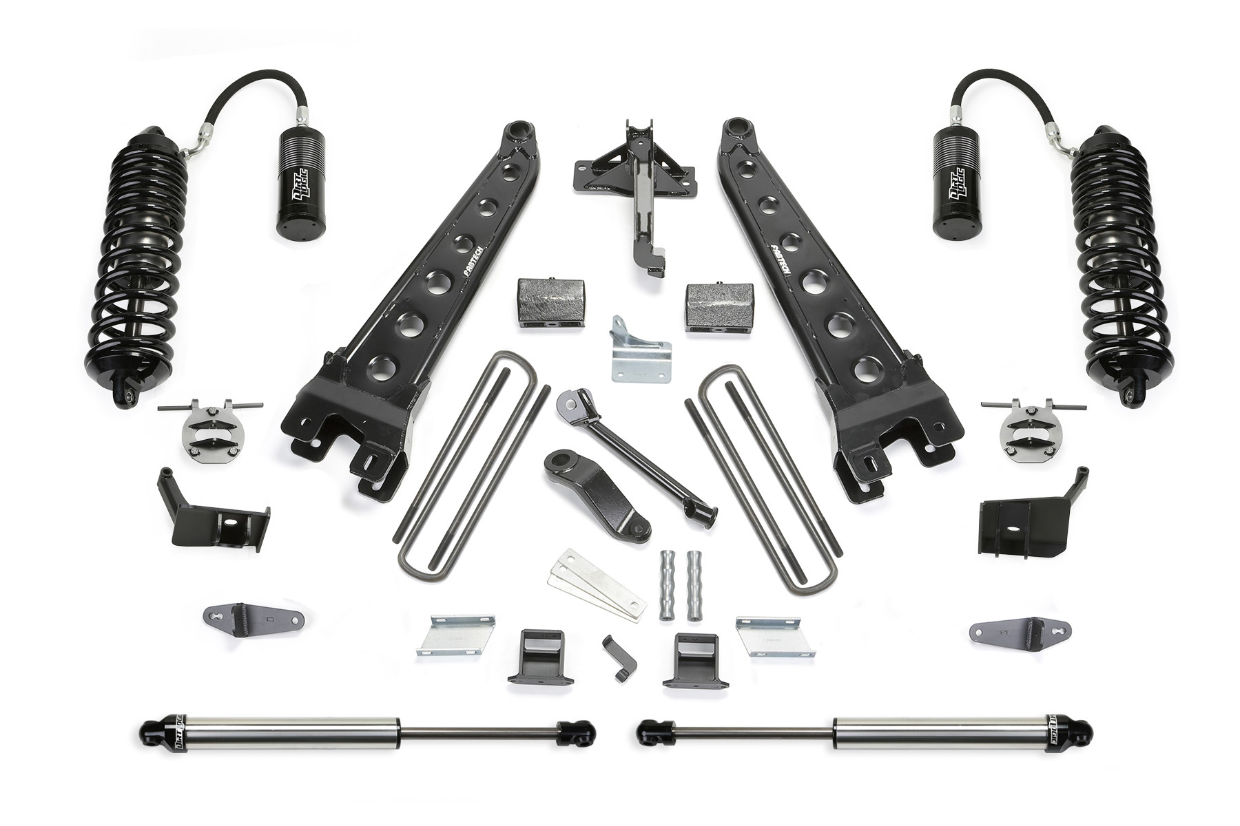 Fabtech | 11-16 Ford F250 4WD 6in Radius | Arm System w/DL 4 Resi Coilovers & Rear DL Shocks